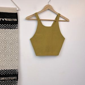 American appeal green knit crop tank top